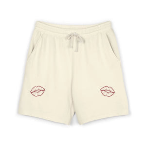Kiss Accent Fleece Sweat Shorts, Pink Cozy Lounge with Lip Patch