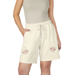 Kiss Accent Fleece Sweat Shorts, Pink Cozy Lounge with Lip Patch
