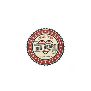 Kiss-cut Vinyl Decal, ?Small Town Big Heart’ Retro Badge Sticker - Home Decor Decals