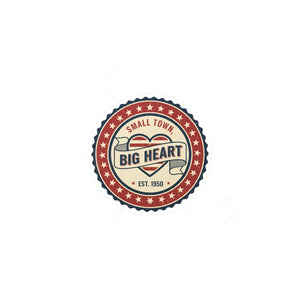 Kiss-cut Vinyl Decal, ?Small Town Big Heart’ Retro Badge Sticker - Home Decor Decals