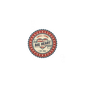Kiss-cut Vinyl Decal, ?Small Town Big Heart’ Retro Badge Sticker - Home Decor Decals
