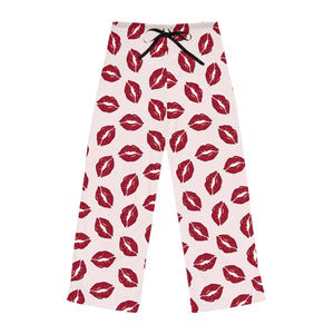 Kiss Print Pajama Pants, Women’s Red Lip Loungewear - Pajamas