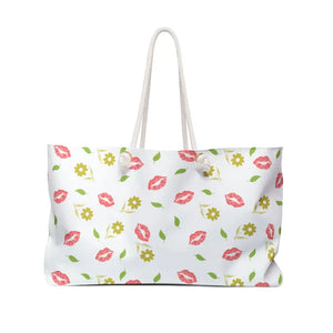 Kisses and Flowers Weekender Tote - Vibrant Polyester Bag - Dipaliz - 24’’ × 13’’ - Bags