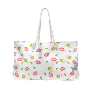 Kisses and Flowers Weekender Tote - Vibrant Polyester Bag - Dipaliz - 24’’ × 13’’ - Bags