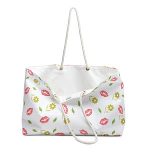 Kisses and Flowers Weekender Tote - Vibrant Polyester Bag - Dipaliz - 24’’ × 13’’ - Bags