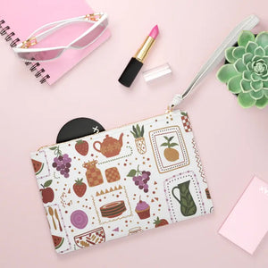 Pattern Clutch Bag - Vegan Leather Tea Party Style - Dipaliz - one Size - Bags