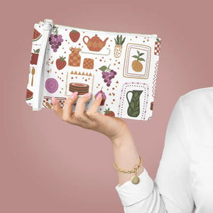 Pattern Clutch Bag - Vegan Leather Tea Party Style - Dipaliz - one Size - Bags