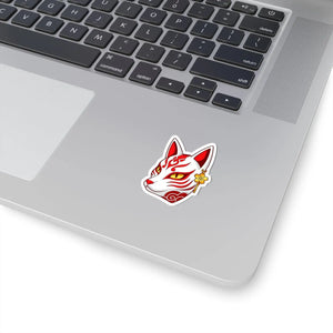 Kitsune Fox Mask Sticker Red Japanese Spirit Kiss-cut Decal - Decorative Stickers