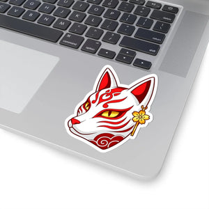 Kitsune Fox Mask Sticker Red Japanese Spirit Kiss-cut Decal - Decorative Stickers