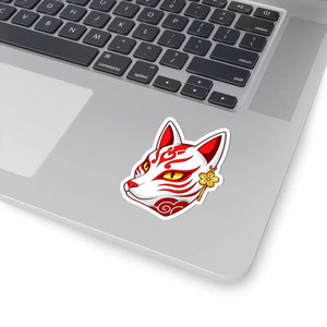 Kitsune Fox Mask Sticker Red Japanese Spirit Kiss-cut Decal - Decorative Stickers