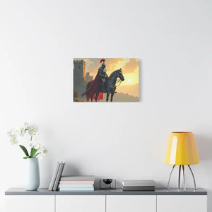 Epic Knight Horseback Canvas Wall Art - Stretched Medieval Fantasy - Dipaliz - Prints