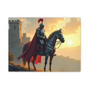 Epic Knight Horseback Canvas Wall Art - Stretched Medieval Fantasy - Dipaliz - 16″ x 12″ (horizontal) / 1.25’’ - Prints