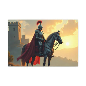 Epic Knight Horseback Canvas Wall Art - Stretched Medieval Fantasy - Dipaliz - Prints