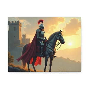 Epic Knight Horseback Canvas Wall Art - Stretched Medieval Fantasy - Dipaliz - 12’’ x 9’’ (horizontal) / 1.25’’ - Prints