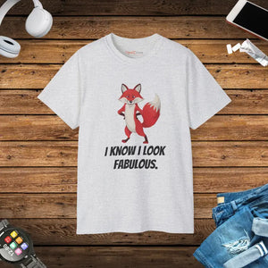 Fox Tee Ultra Cotton i Know Look Fabulous Graphic Top - Dipaliz - Ash / s - T-shirts