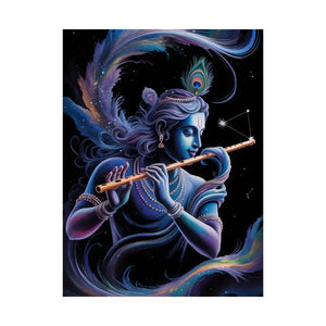 Poster - Krishna Cosmic Flute Matte - Spiritual Wall Art - Dipaliz