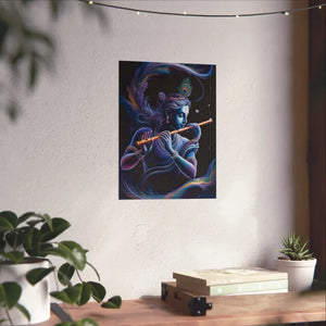 Poster - Krishna Cosmic Flute Matte - Spiritual Wall Art - Dipaliz 12’’ x 16’’