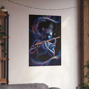 Poster - Krishna Cosmic Flute Matte - Spiritual Wall Art - Dipaliz