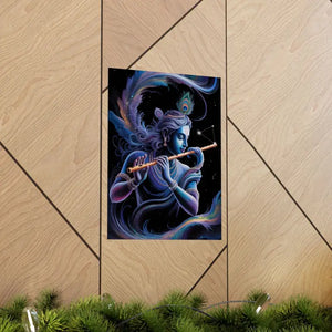 Poster - Krishna Cosmic Flute Matte - Spiritual Wall Art - Dipaliz