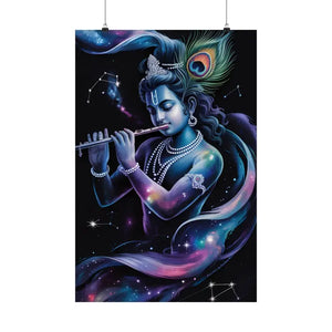 Poster - Krishna Cosmic Flute Matte Vertical Spiritual Art Dipaliz 20″ x 30″