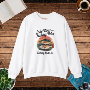 Lake Vibes Heavy Blend Crewneck - Fishing Days Comfort - Dipaliz - s / White - Sweatshirts