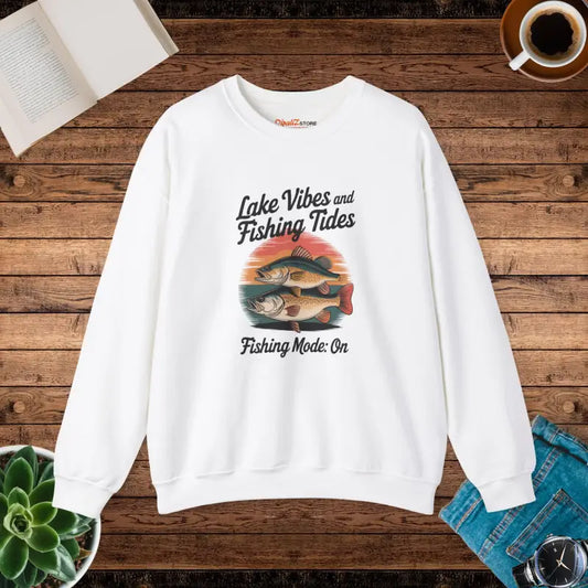 Lake Vibes Heavy Blend Crewneck for Cozy Fishing Days - s / White Sweatshirt