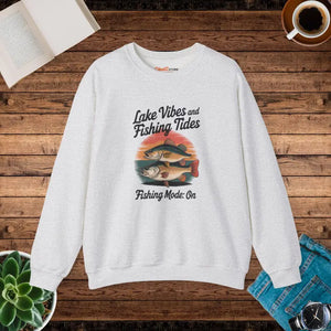 Lake Vibes Heavy Blend Crewneck - Fishing Days Comfort - Dipaliz - s / Ash - Sweatshirts