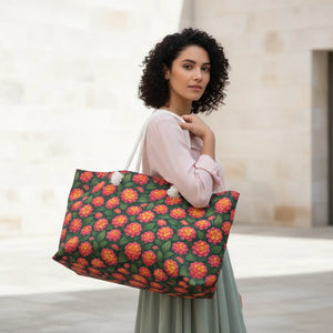Lantana Flowers Polyester Weekender Bag - Dipaliz - Luggage & Bags