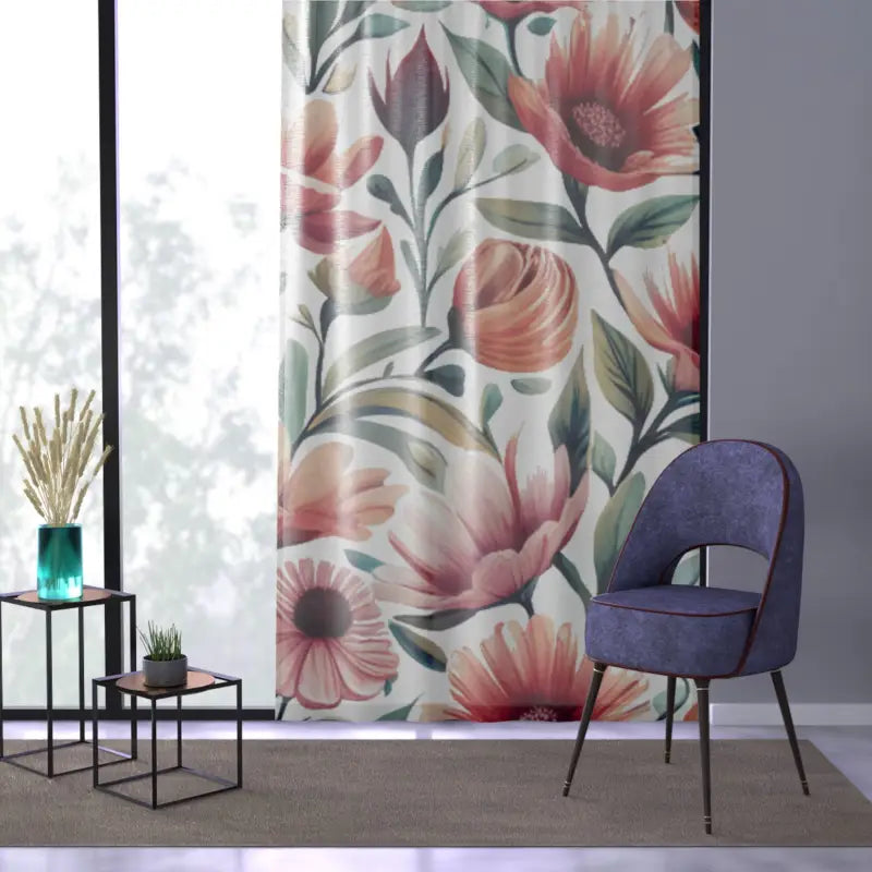 Large Colorful Floral Curtain: your Room’s New Best Bloom - Sheer / White / 50’’ × 84’’ Home Decor