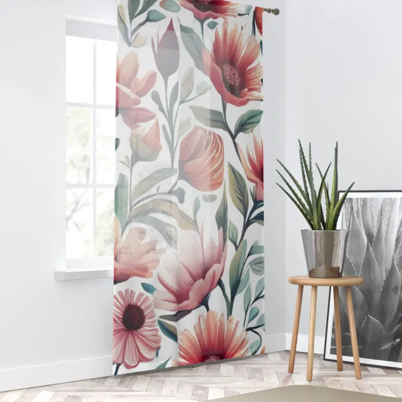 Large Colorful Floral Curtain: your Room’s New Best Bloom - Sheer / White / 50’’ × 84’’ Home Decor