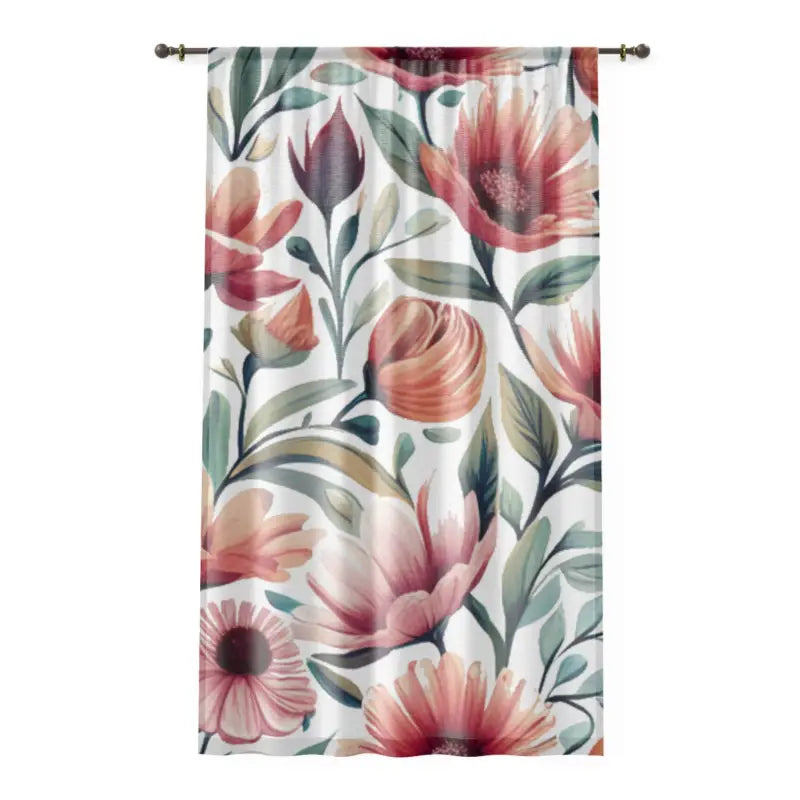 Large Colorful Floral Curtain: your Room’s New Best Bloom - Sheer / White / 50’’ × 84’’ Home Decor