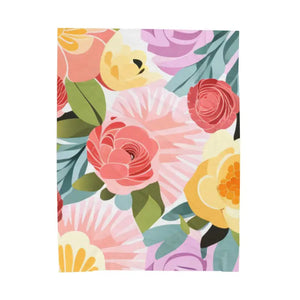 Large Colorful Flowers Velveteen Plush Blanket - Soft Cozy - Dipaliz - Blankets