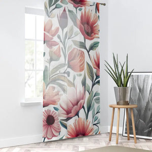 Large Colorful Flowers Window Curtain - Vibrant Bold Art - Dipaliz - Sheer / White / 50’’ × 84’’ - Curtains