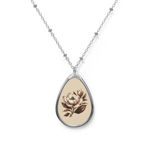 Magnolia Magic Necklace - Large Flower Charm Oval - Dipaliz - Necklaces