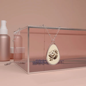 Magnolia Magic Necklace - Large Flower Charm Oval - Dipaliz - Necklaces