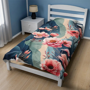 Velveteen Plush Blanket Large Flowers – Soft - Dipaliz - Blankets