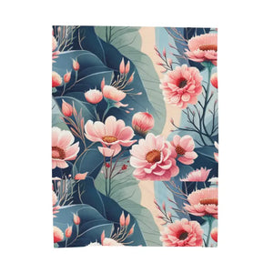 Velveteen Plush Blanket Large Flowers Cozy Style - Dipaliz - Blankets