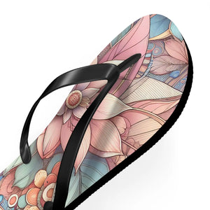 Stylish Flowers Flip Flops - Black Pvc Strap - Dipaliz - Slippers