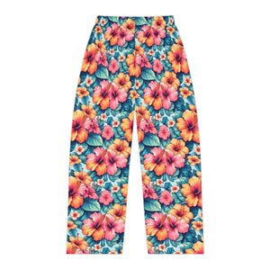 Vibrant Floral Pajama Pants - Large Hibiscus Polyester - Dipaliz - Pajamas