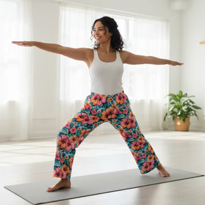 Vibrant Floral Pajama Pants - Large Hibiscus Polyester - Dipaliz - Pajamas