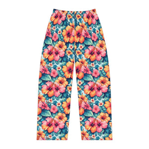 Vibrant Floral Pajama Pants - Large Hibiscus Polyester - Dipaliz - Pajamas