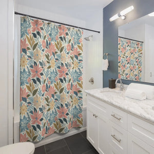 Pastel Floral Shower Curtain – Large Polyester - Dipaliz - Curtains