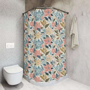 Pastel Floral Shower Curtain – Large Polyester - Dipaliz - Curtains