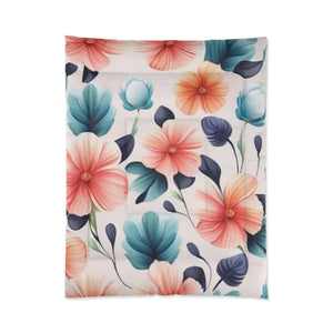 Large Pastel Flowers Comforter - Cozy Fluffy Bedding - Dipaliz - 68’’ × 88’’ - Quilts & Comforters