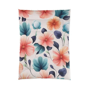 Large Pastel Flowers Comforter - Cozy Fluffy Bedding - Dipaliz - 68’’ × 92’’ - Quilts & Comforters