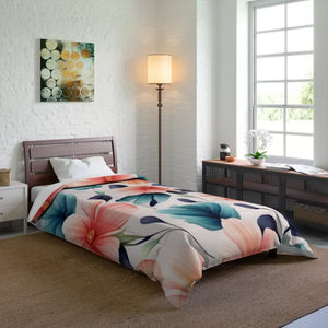 Large Pastel Flowers Comforter - Cozy Fluffy Bedding - Dipaliz - Quilts & Comforters