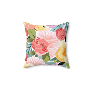 Large Pastel Flowers Spun Polyester Square - Dipaliz - Throw Pillows