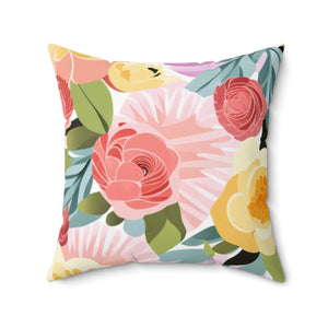 Large Pastel Flowers Spun Polyester Square - Dipaliz - Throw Pillows
