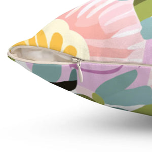 Large Pastel Flowers Spun Polyester Square - Dipaliz - Throw Pillows