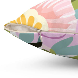 Large Pastel Flowers Spun Polyester Square - Dipaliz - Throw Pillows